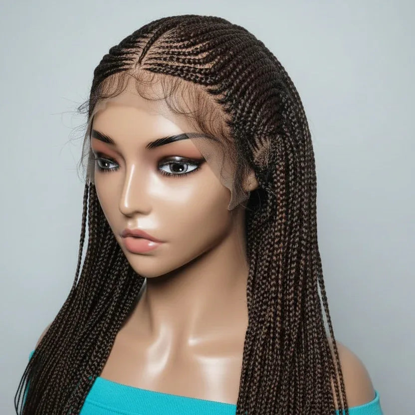 Handmade Cornrow Braided Wig with Individual Braids. - EC Braided Wigs