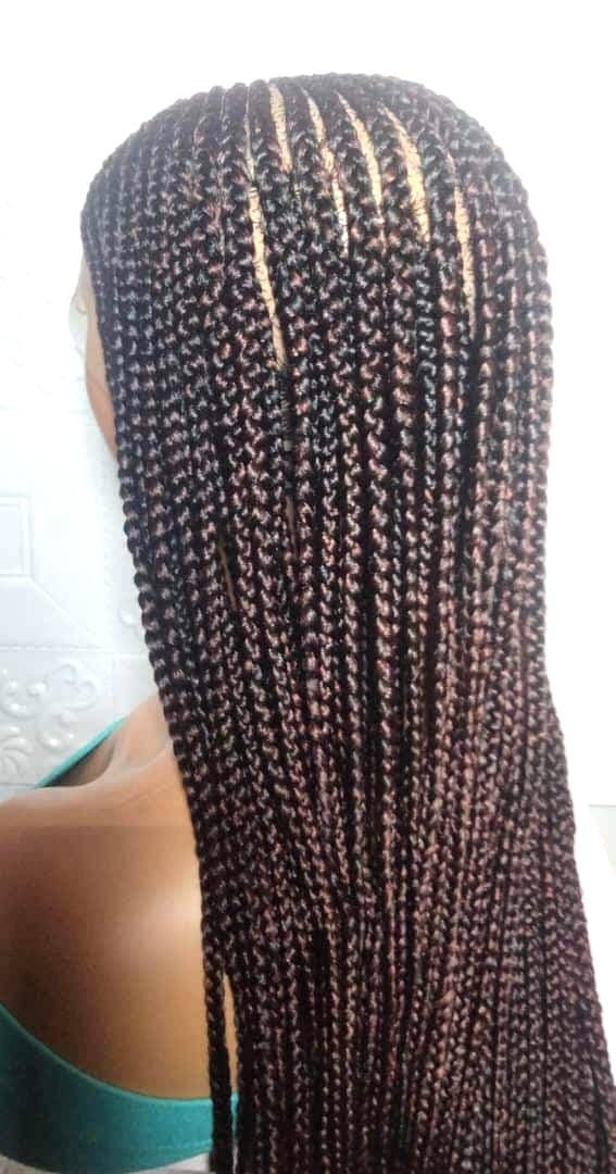 Handmade Ghana Cornrow Braided Wig: Full Lace, Baby Hair, Lemonade Braids