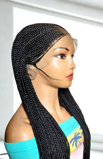Handmade Braided Wig. Cornrow with Individual Box Braids. Full Lace with Baby Hair
