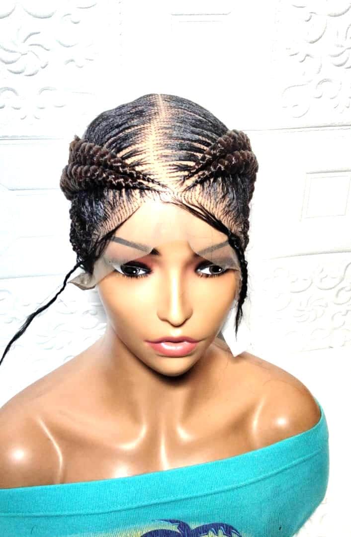 Braided Wig. Large Double Cornrow Braids. Full Lace with Baby Hair