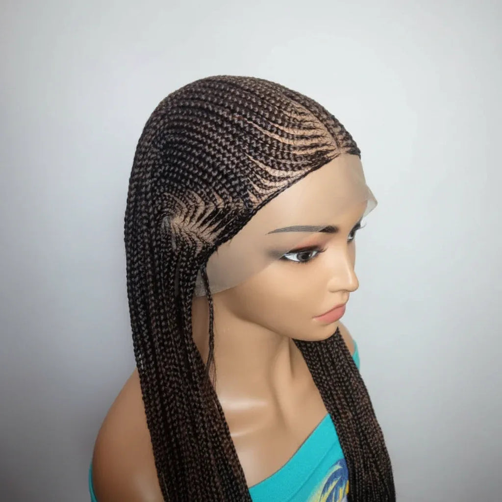Handmade Cornrow Braided Wig with Individual Braids. - EC Braided Wigs