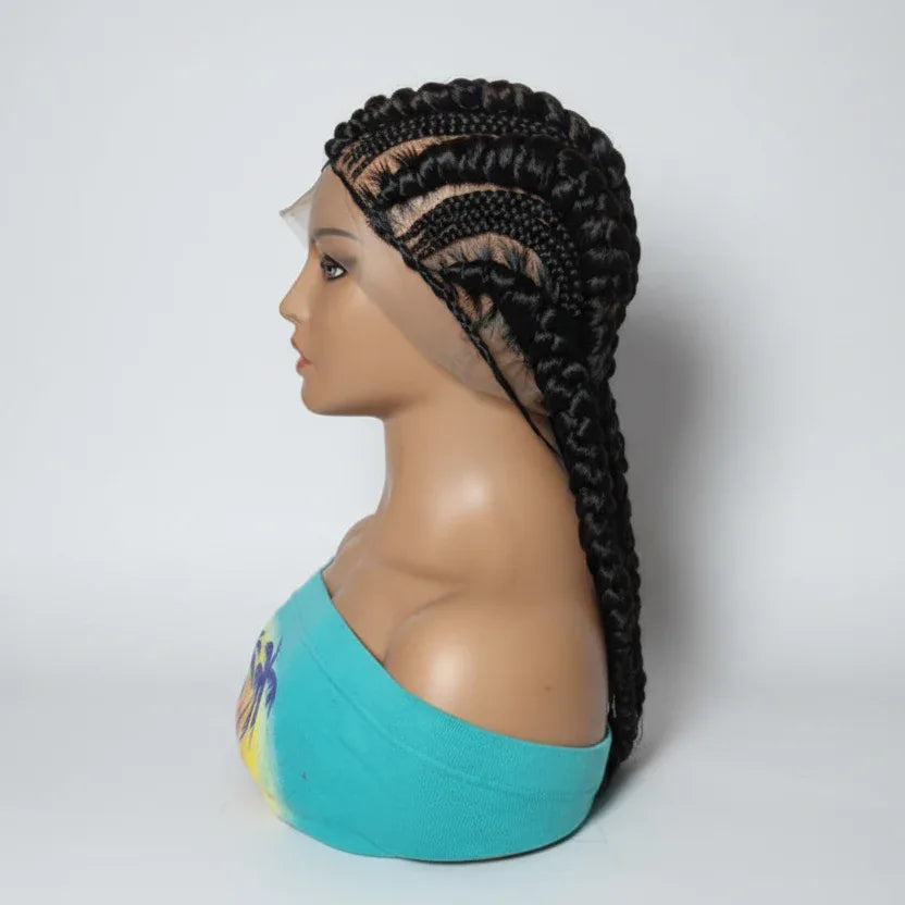 Large Ghana Braids Braided Wig. Jumbo Cornrow Braids with Wrapped Ends. - EC Braided Wigs