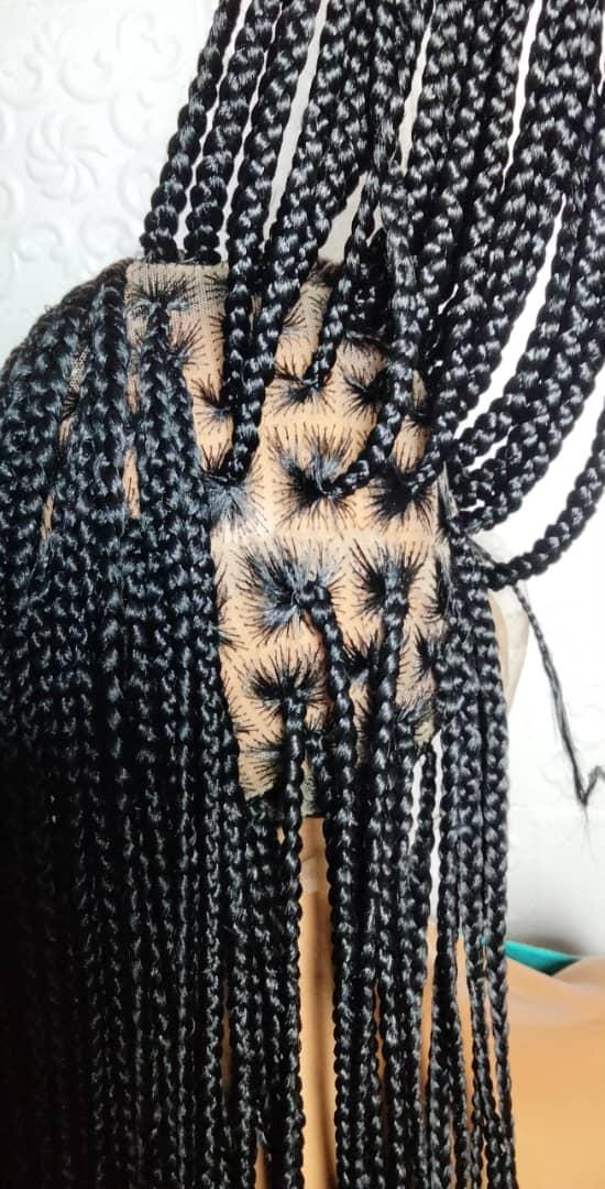 Black Braided Wig. Cornrow with Single Braids. Full Lace With Baby Hair