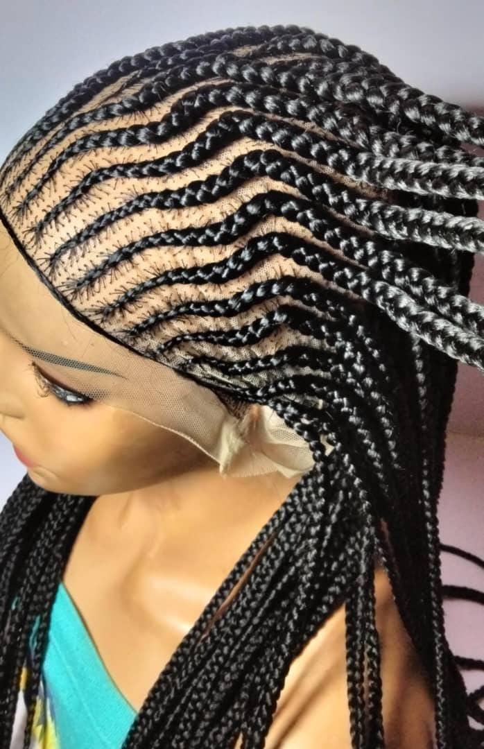 Ghana Cornrow Braided Wig. Full Lace With Baby Hair Lemonade Braids