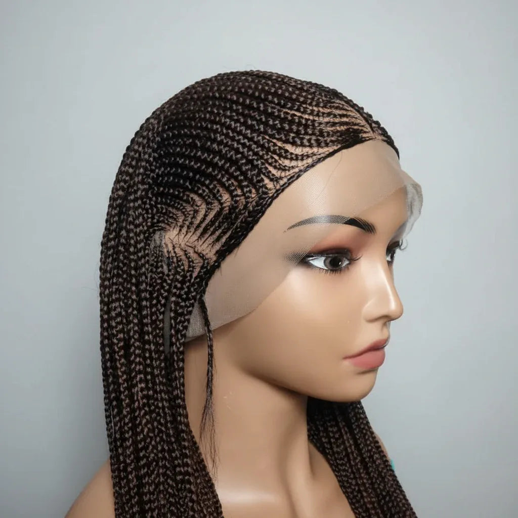 Handmade Cornrow Braided Wig with Individual Braids. - EC Braided Wigs