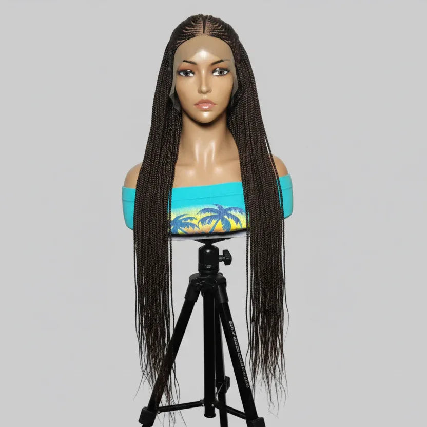 Handmade Cornrow Braided Wig with Individual Braids. - EC Braided Wigs
