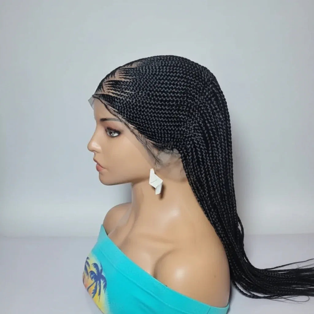 Braided Wig. Cornrow Braids with Knotless Box Braids. Full Lace Baby Hair. - EC Braided Wigs