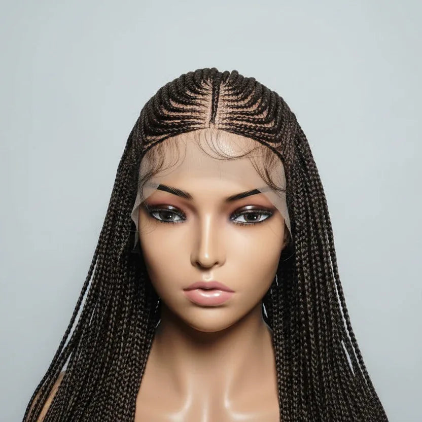 Handmade Cornrow Braided Wig with Individual Braids. - EC Braided Wigs