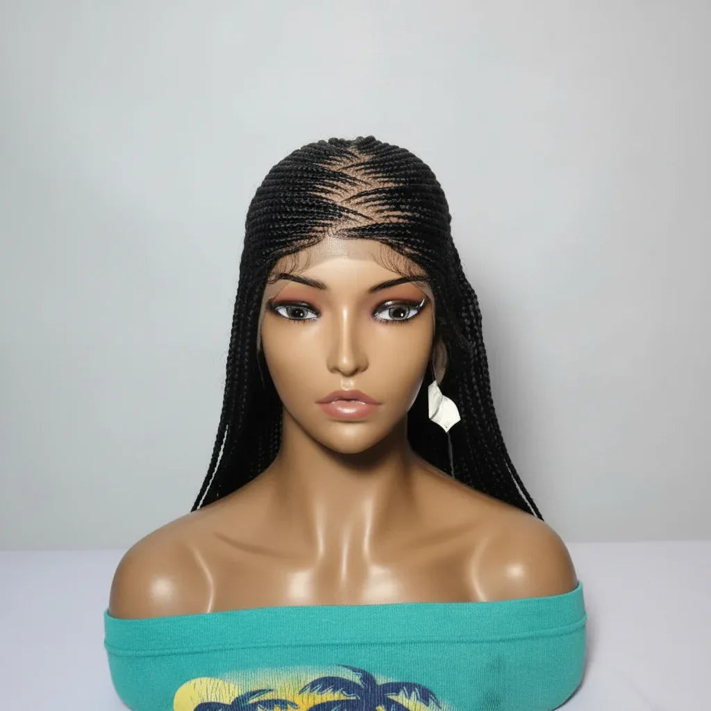 Braided Wig. Cornrow Braids with Knotless Box Braids. Full Lace Baby Hair. - EC Braided Wigs