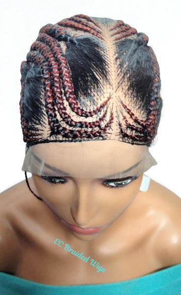 Handmade Cornrow Bun Braided Wig: Full Lace with Baby Hair.