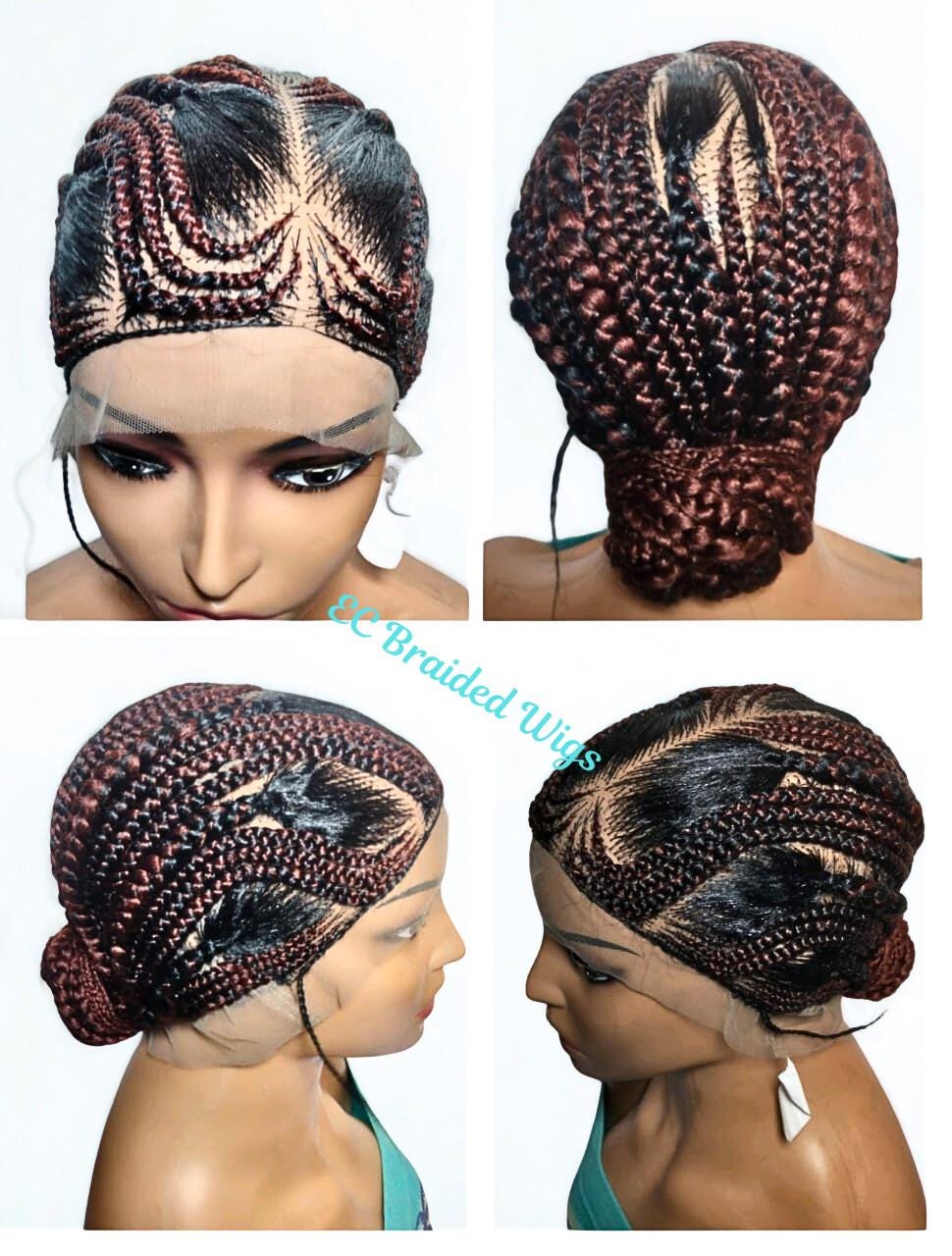 Handmade Cornrow Bun Braided Wig: Full Lace with Baby Hair.