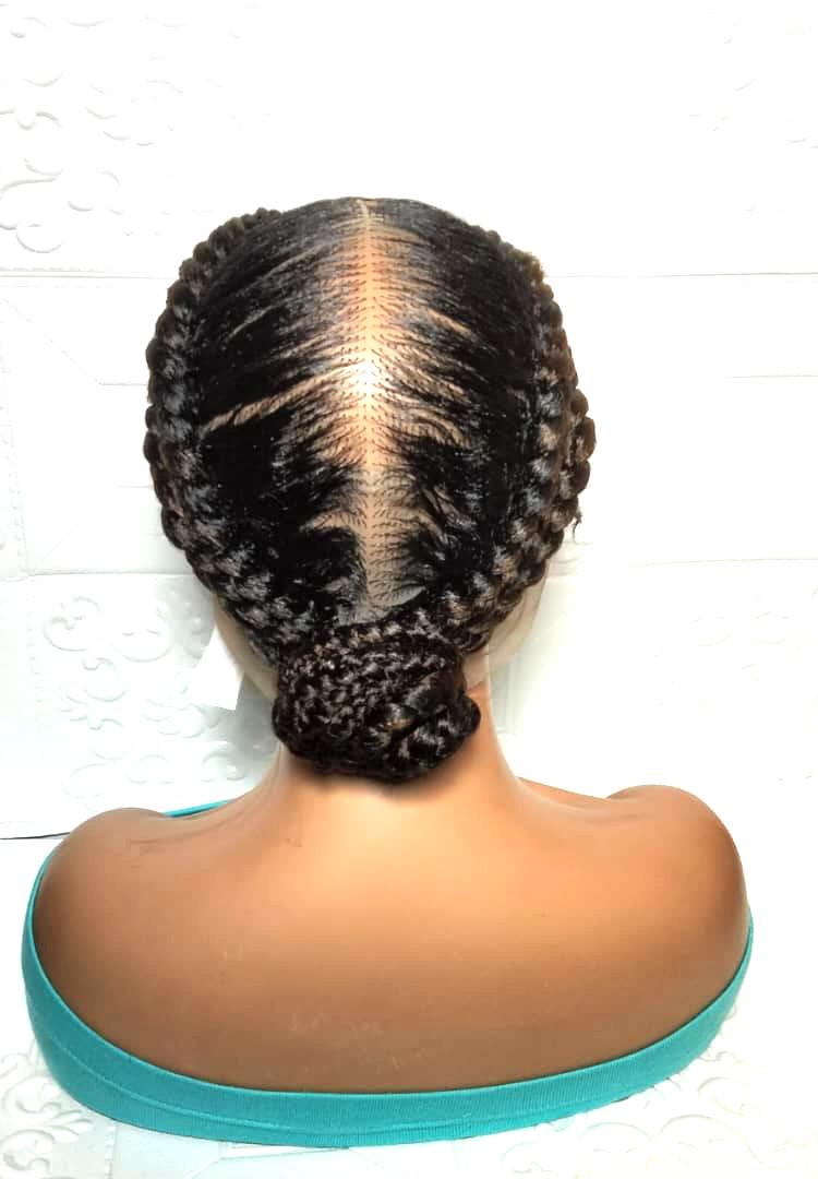 Braided Wig. Large Double Cornrow Braids. Full Lace with Baby Hair
