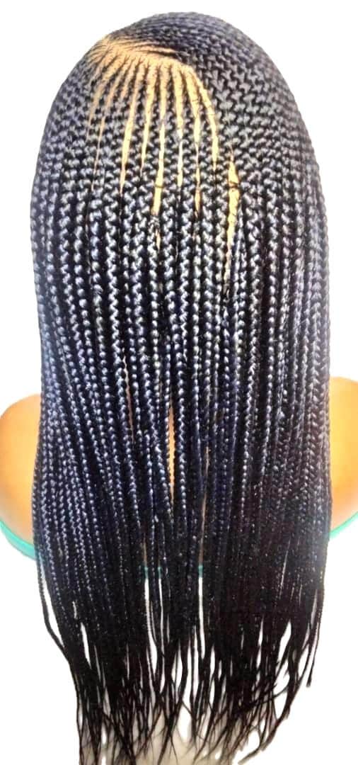 Handmade Black Dark Purple Braided Cornrow Wig: 34in Full Lace Baby Hair