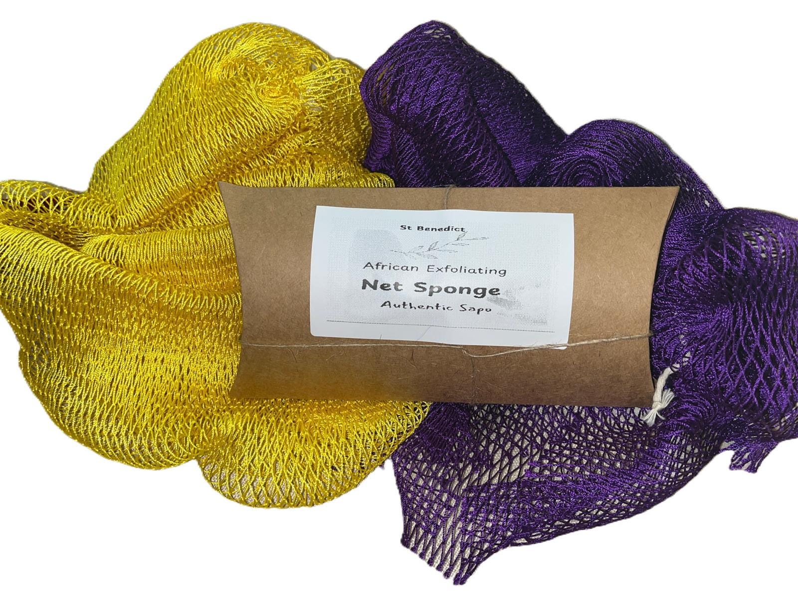 2 PCS African Net Sponges. Gift Wrapped. 60in Long Exfoliating Body Scrubber, Sapo