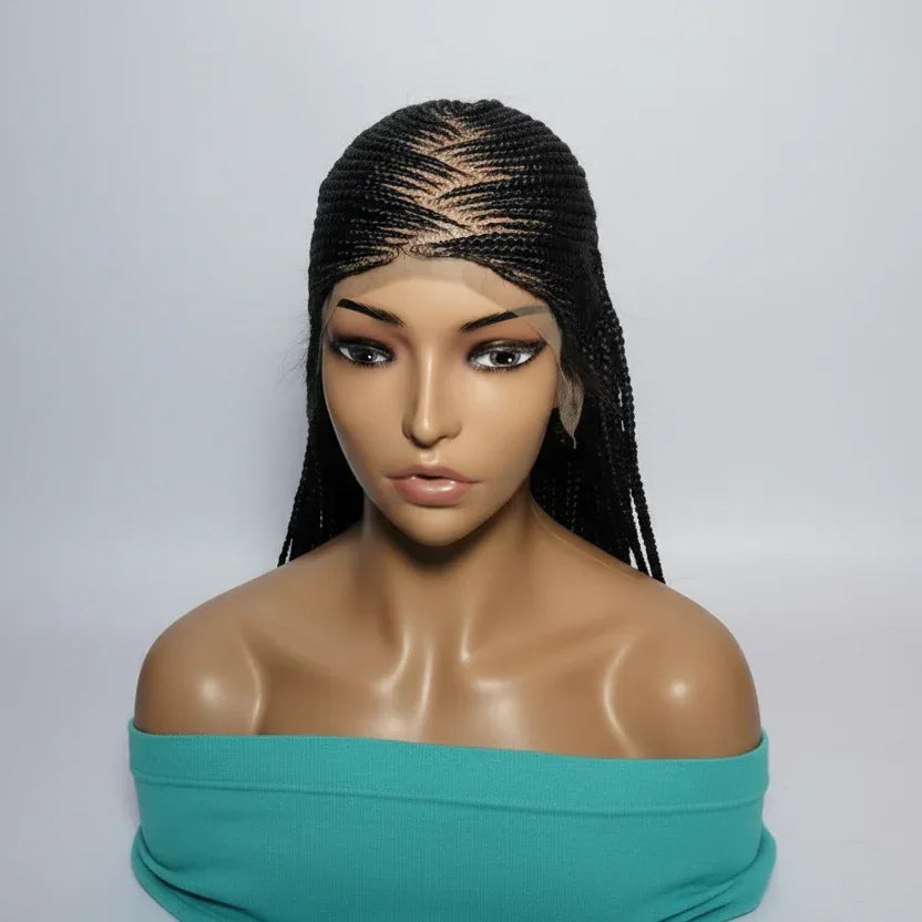 Braided Wig. Cornrow Braids with Knotless Box Braids. Full Lace Baby Hair. - EC Braided Wigs