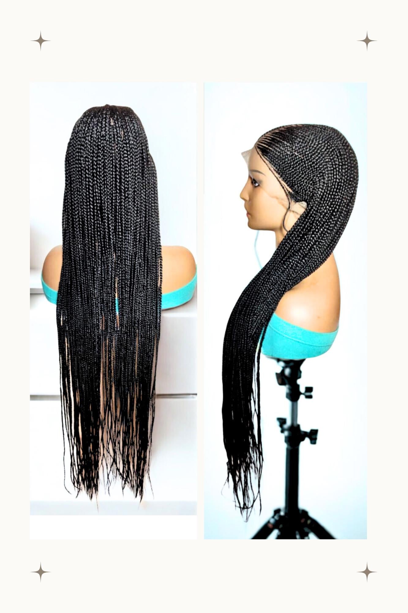 Handmade Braided Wig. Cornrow with Individual Box Braids. Full Lace with Baby Hair