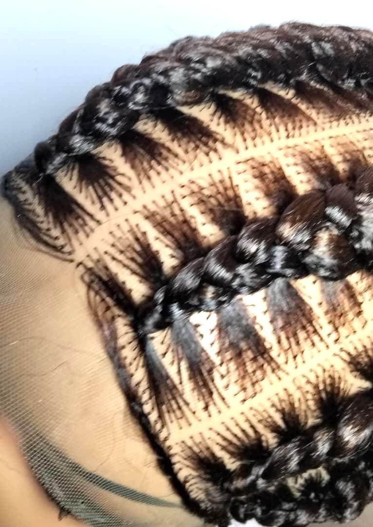 Large Stitch Braids Braided Wig. Full Lace with Baby Hair. (38 inch)