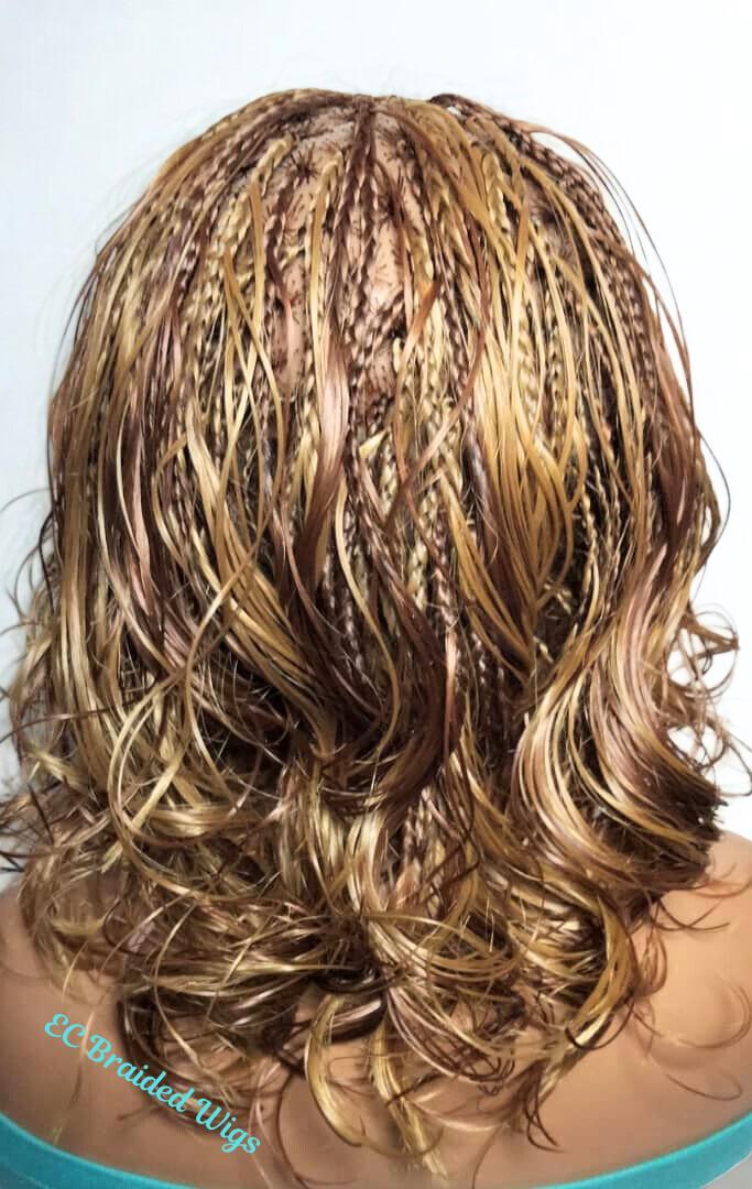 BoHo Knotless Box Braids. Golden Brown Braided Wig . Full Lace Baby Hair