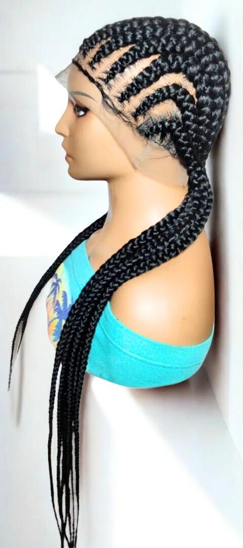 Braided Wig. Cornrow Large Braids. Full Lace with Baby Hair. 38in