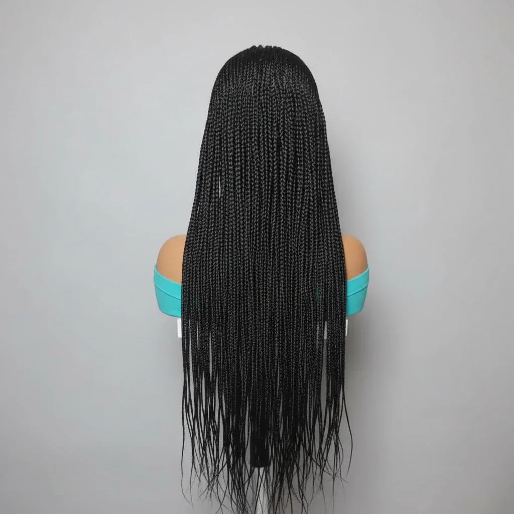 Braided Wig. Cornrow Braids with Knotless Box Braids. Full Lace Baby Hair. - EC Braided Wigs