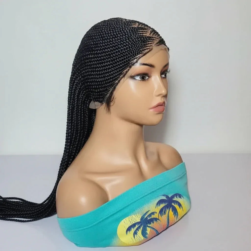 Braided Wig. Cornrow Braids with Knotless Box Braids. Full Lace Baby Hair. - EC Braided Wigs