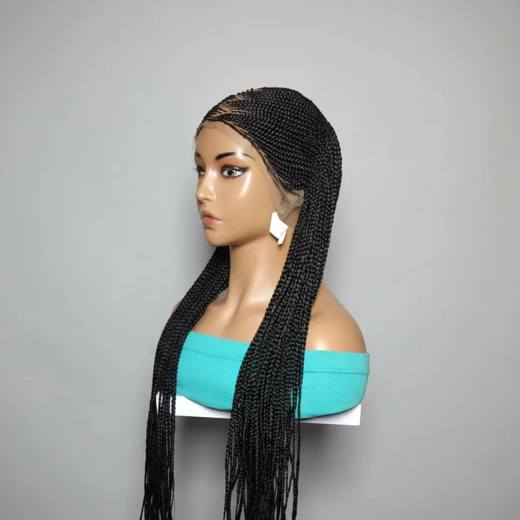 Braided Wig. Cornrow Braids with Knotless Box Braids. Full Lace Baby Hair. - EC Braided Wigs
