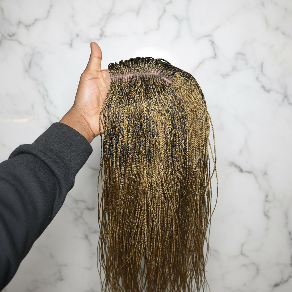 Micro Twist Braids. Frontal Lace Closure with Feather tips. Braided Wig