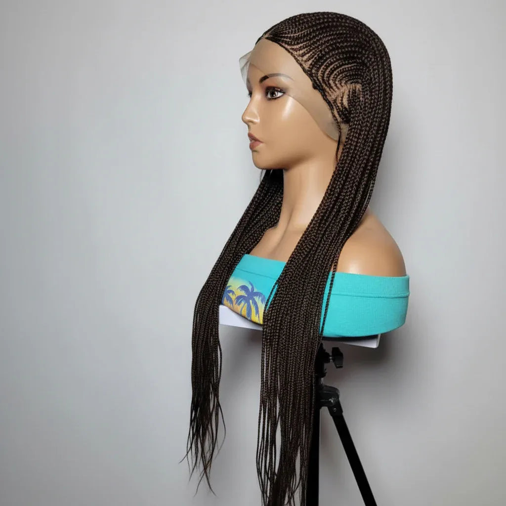 Handmade Cornrow Braided Wig with Individual Braids. - EC Braided Wigs