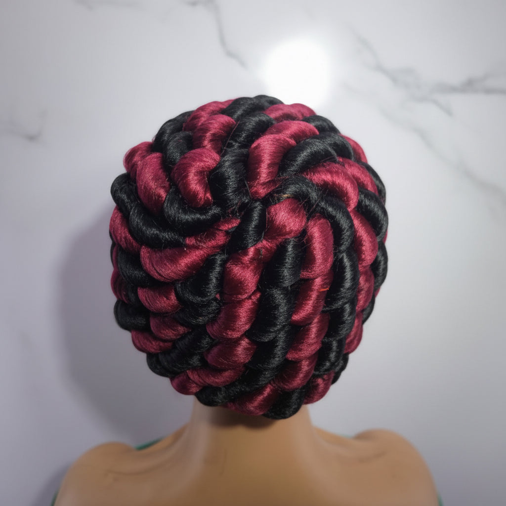 Jumbo Twist Braids. Puff Knots Cornrow Braided Wig Full Lace with Baby Hair