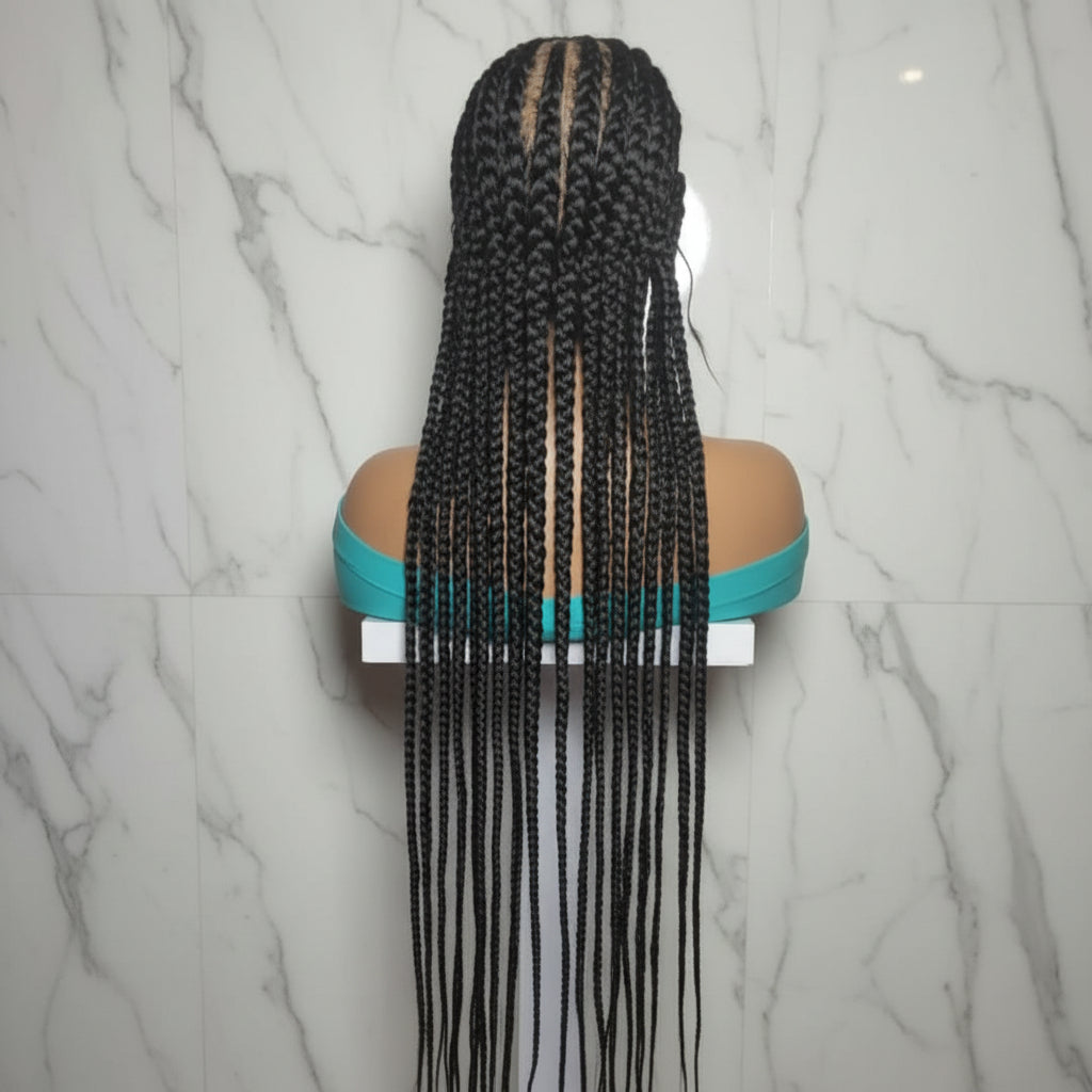 Braided Wig. Cornrow with Jumbo Puff Knots. Full Lace with Baby Hair