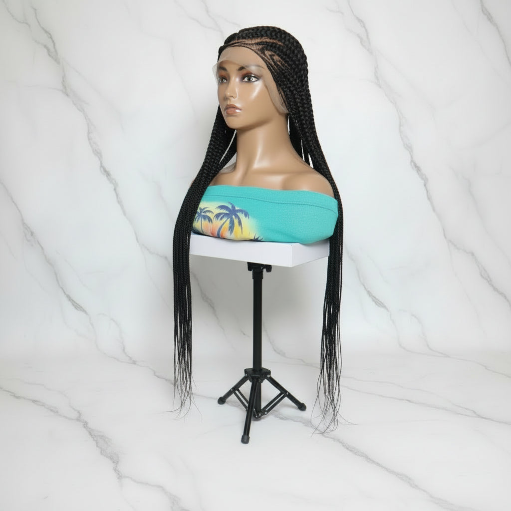 Braided Wig. Cornrow with Jumbo Puff Knots. Full Lace with Baby Hair