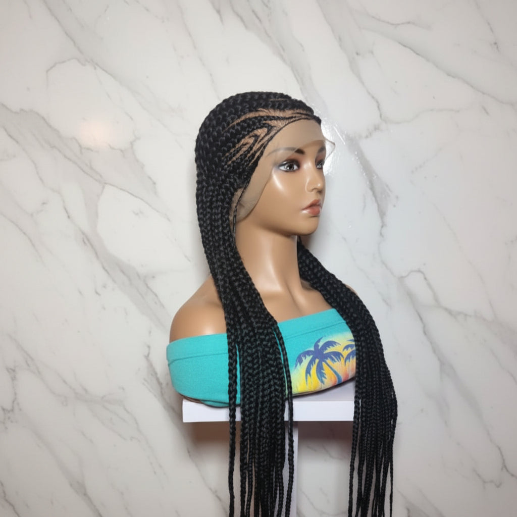 Braided Wig. Cornrow with Jumbo Puff Knots. Full Lace with Baby Hair