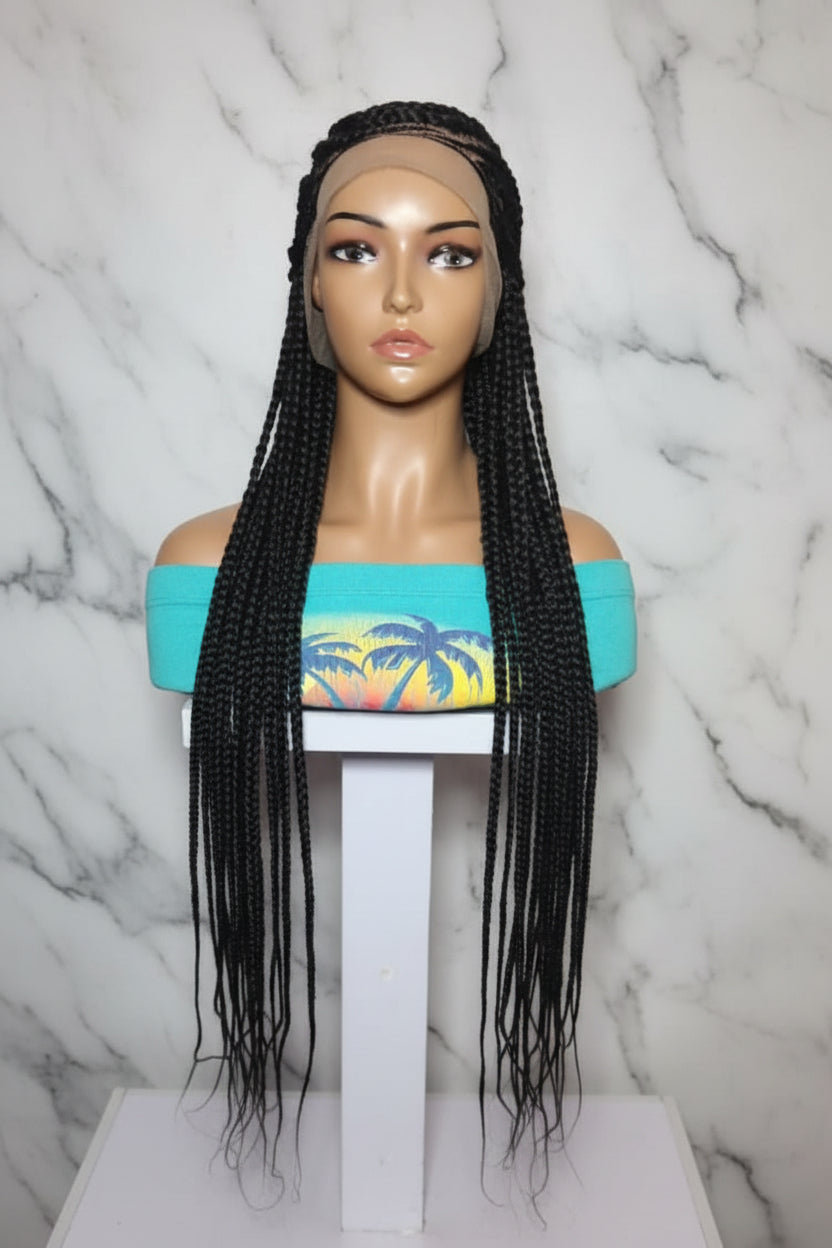 Braided Wig. Cornrow with Jumbo Puff Knots. Full Lace with Baby Hair
