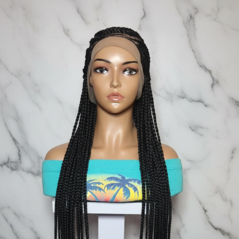 Braided Wig. Cornrow with Jumbo Puff Knots. Full Lace with Baby Hair