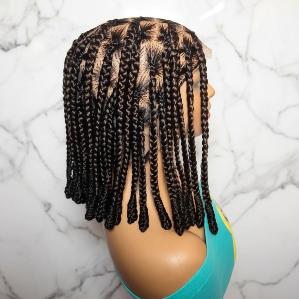 Large Knotless Box Braids Wig with Wrapped Ends. Protective Style - EC Braided Wigs