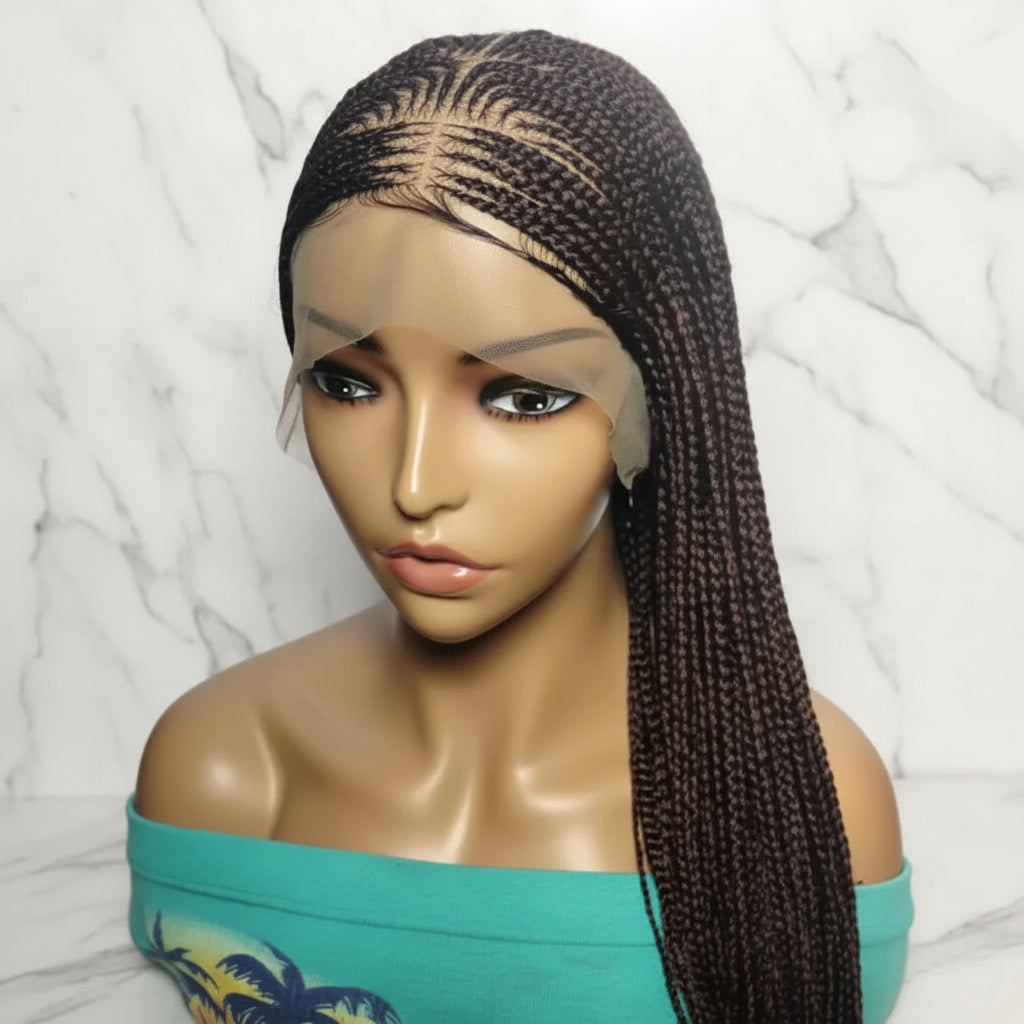 Cornrow Braids Braided Wig Lemonade Braids Full Lace with Baby Hair. 30in - EC Braided Wigs