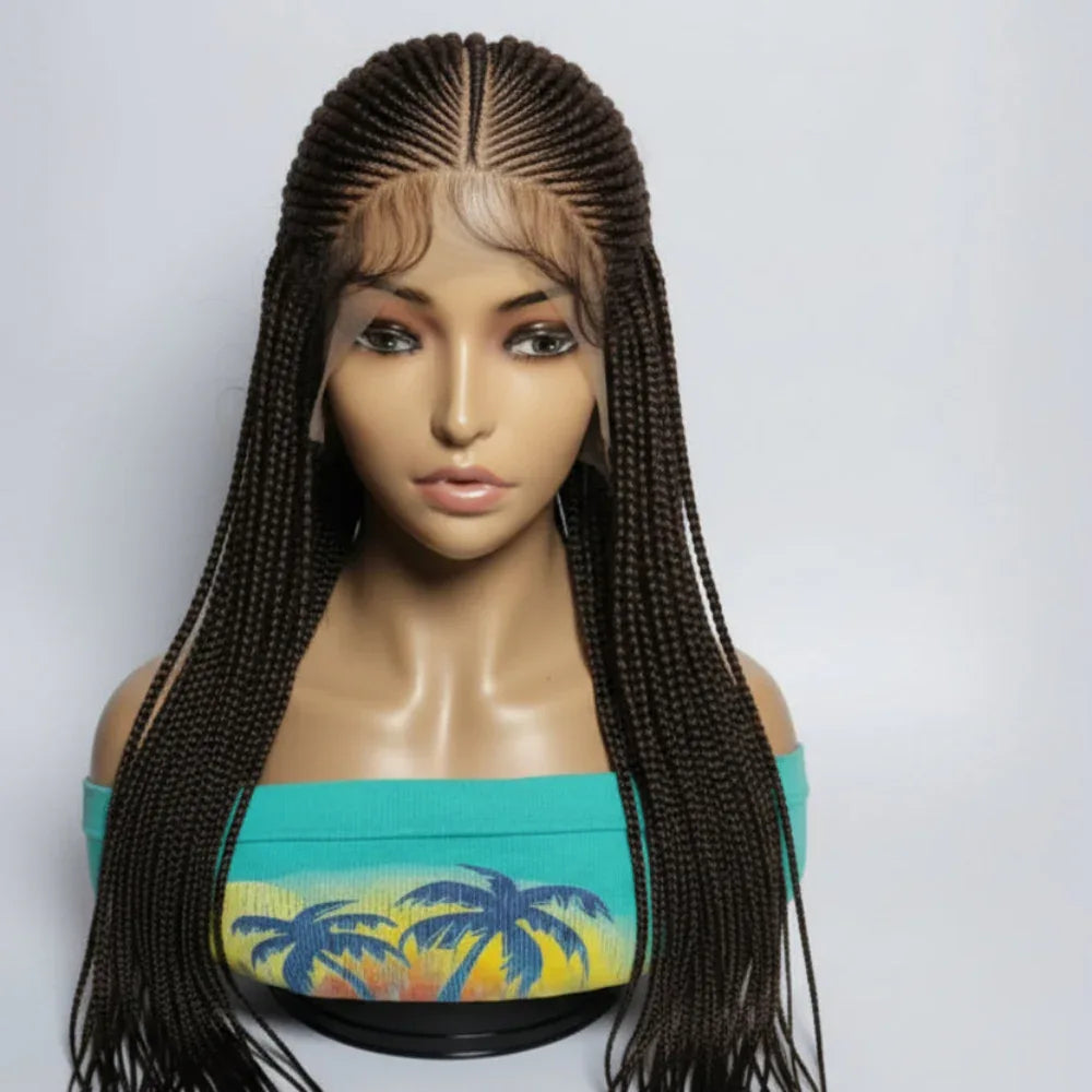 Handmade Braided Wig. Cornrow with Individual Box Braids. Full Lace with Baby Hair - EC Braided Wigs