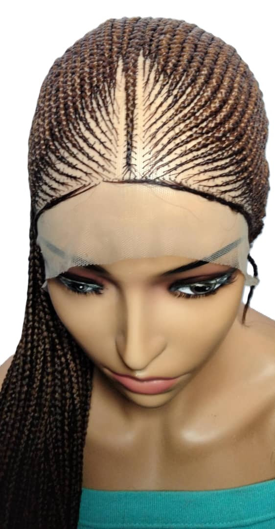 Handmade Braided Wig. Cornrow with Individual Box Braids. Full Lace with Baby Hair