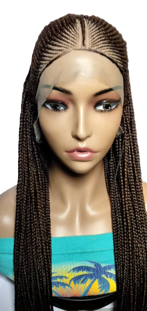 Handmade Braided Wig. Cornrow with Individual Box Braids. Full Lace with Baby Hair