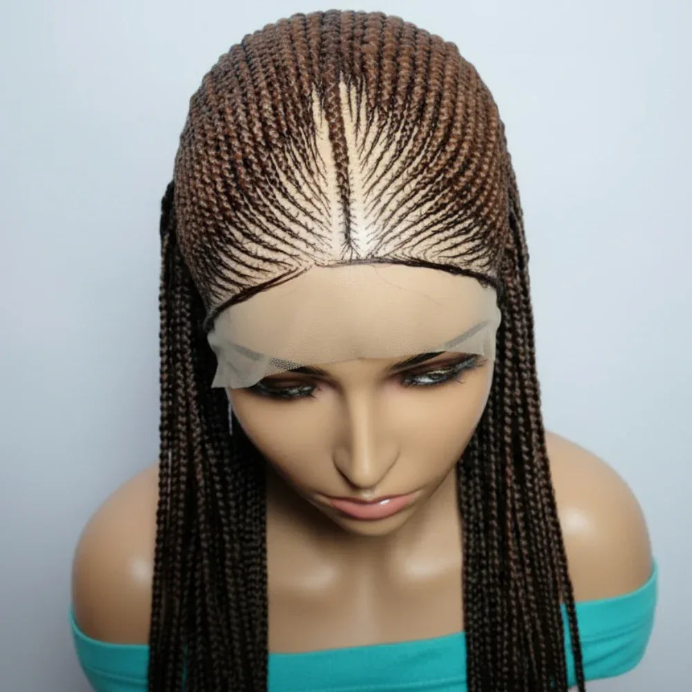 Handmade Braided Wig. Cornrow with Individual Box Braids. Full Lace with Baby Hair - EC Braided Wigs