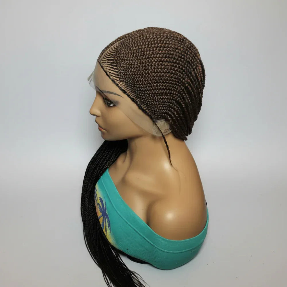 Handmade Braided Wig. Cornrow with Individual Box Braids. Full Lace with Baby Hair - EC Braided Wigs