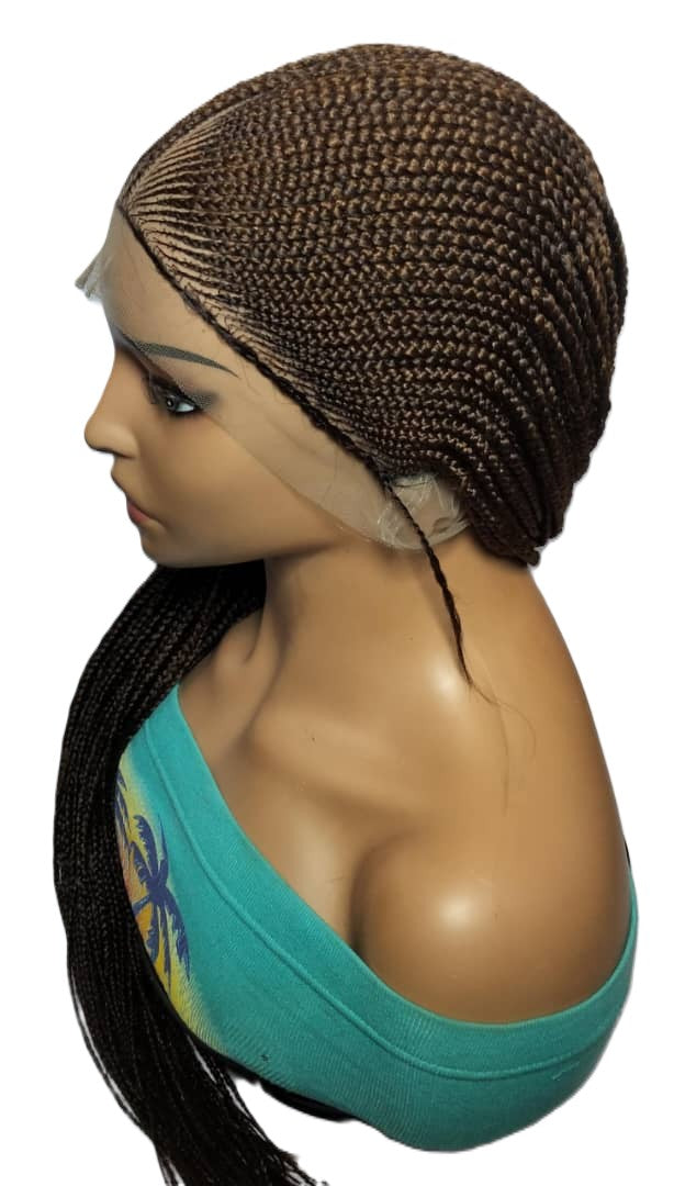 Handmade Braided Wig. Cornrow with Individual Box Braids. Full Lace with Baby Hair
