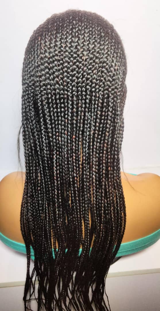 Braided Wig. Cornrow with Jumbo Puff Knots. Full Lace with Baby Hair