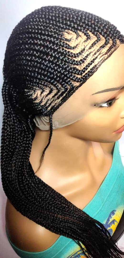 Braided Wig. Cornrow with Jumbo Puff Knots. Full Lace with Baby Hair