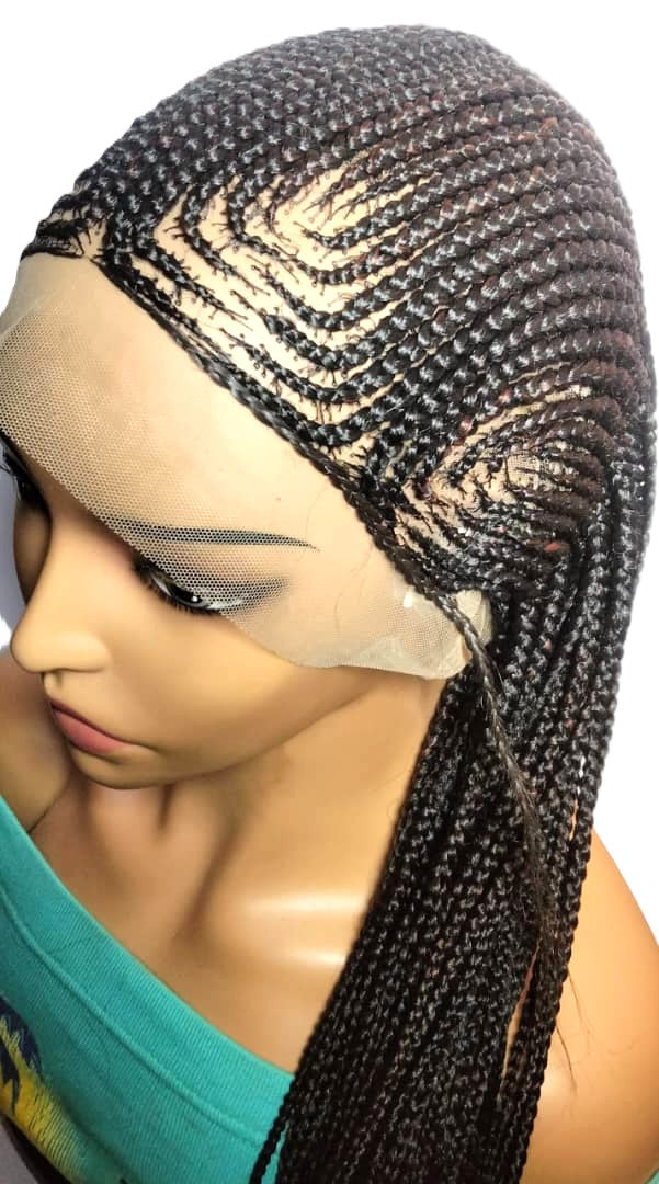 Braided Wig. Cornrow with Jumbo Puff Knots. Full Lace with Baby Hair