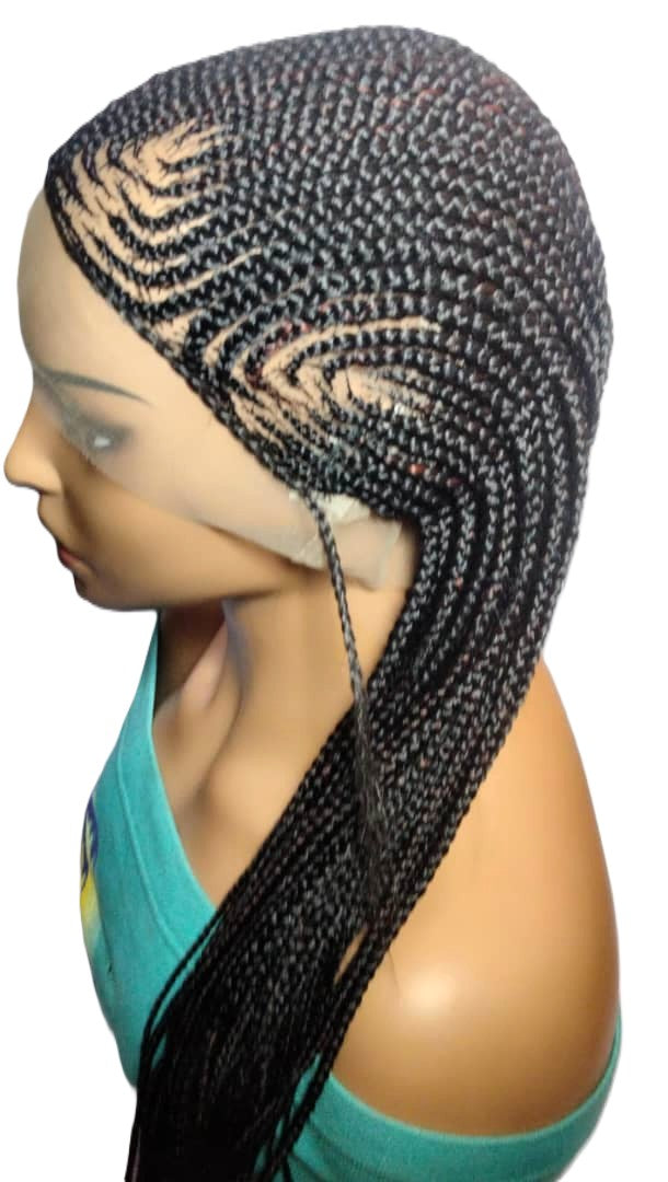 Braided Wig. Cornrow with Jumbo Puff Knots. Full Lace with Baby Hair