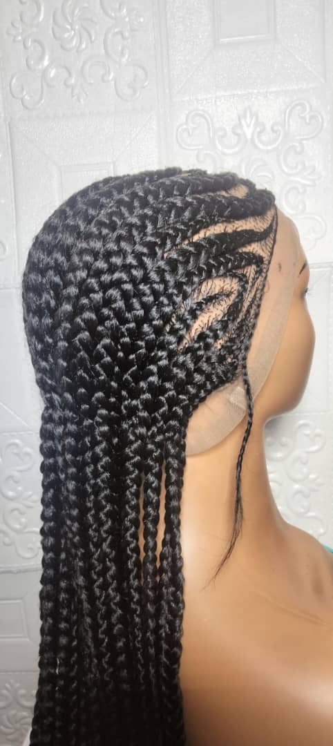 Braided Wig. Cornrow with Jumbo Puff Knots. Full Lace with Baby Hair