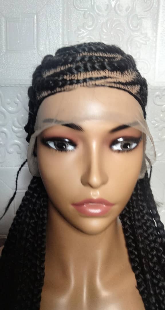 Braided Wig. Cornrow with Jumbo Puff Knots. Full Lace with Baby Hair