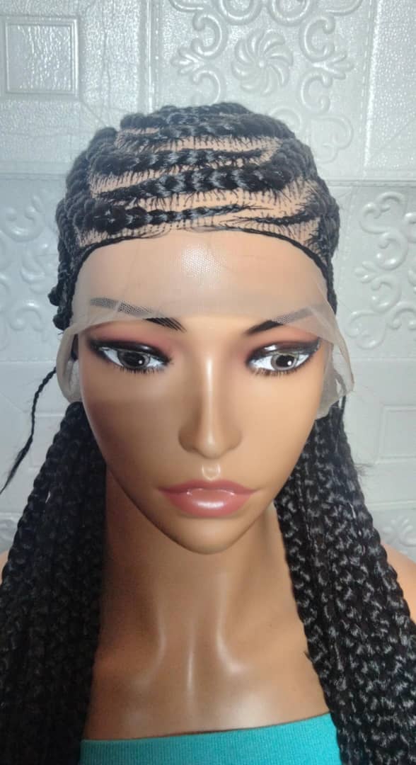 Braided Wig. Cornrow with Jumbo Puff Knots. Full Lace with Baby Hair