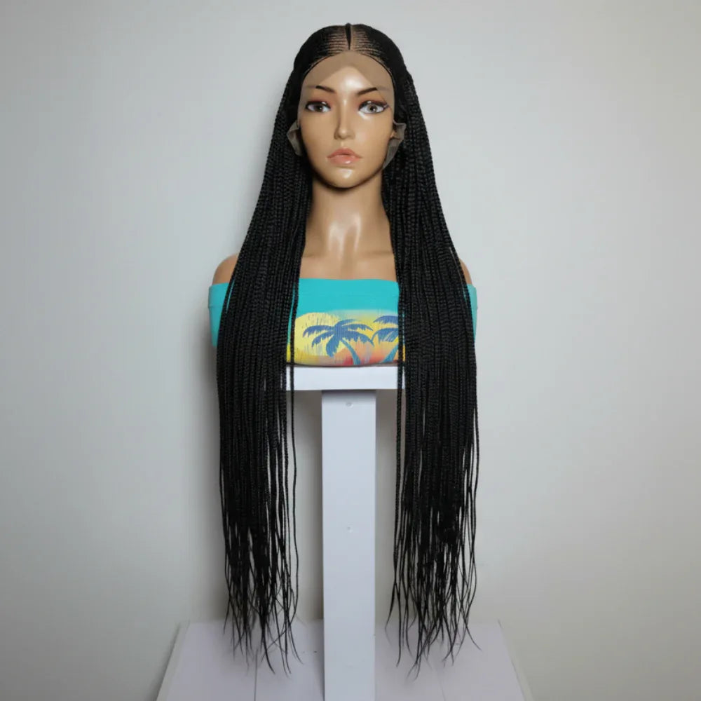 Handmade Braided Wig. Cornrow with Individual Box Braids. Full Lace with Baby Hair - EC Braided Wigs